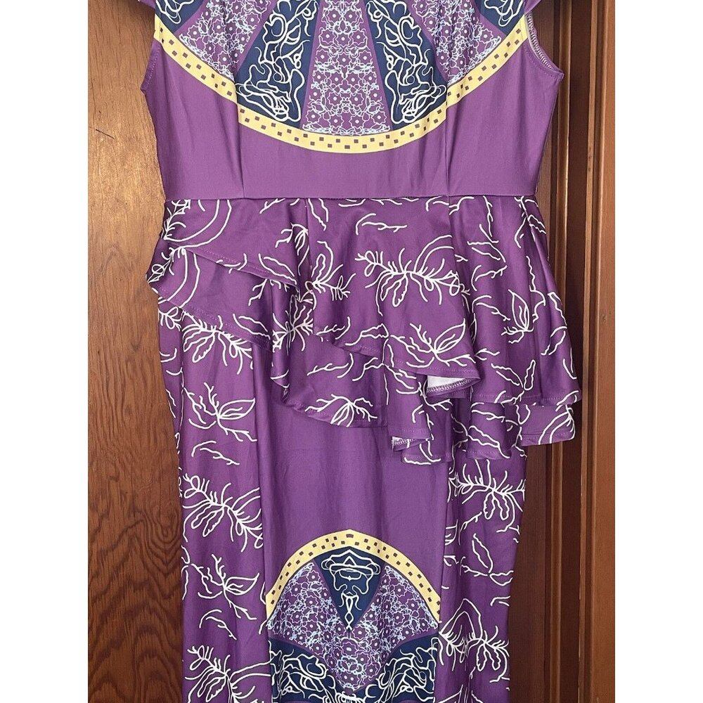 African Mermaid Dress Cap Sleeve Square Neck Floor Length Geometric Womens 2XL - Picture 5 of 12